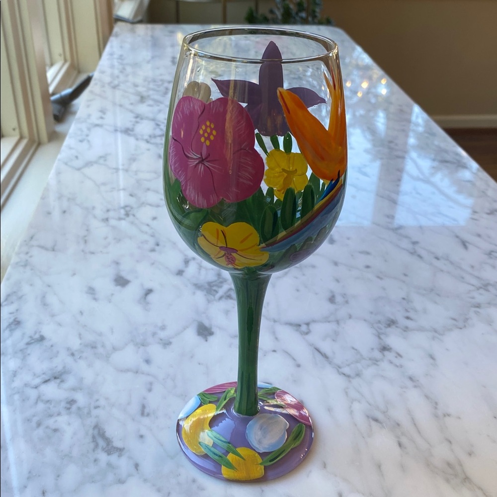 Lolita Colorful Floral Wine Glass